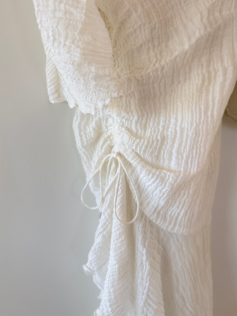 C/MEO Collective Sacrifices Gauze Ruffle Midi Dress Ivory Off Shoulder Large L - Picture 6 of 16